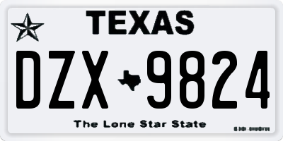 TX license plate DZX9824
