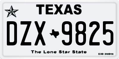 TX license plate DZX9825