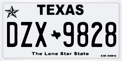 TX license plate DZX9828