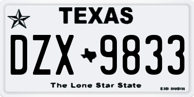 TX license plate DZX9833