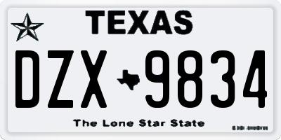 TX license plate DZX9834