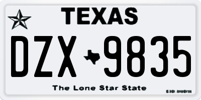 TX license plate DZX9835