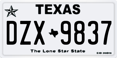 TX license plate DZX9837