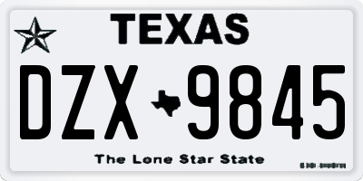TX license plate DZX9845