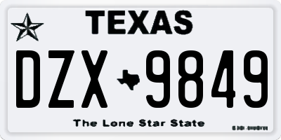 TX license plate DZX9849