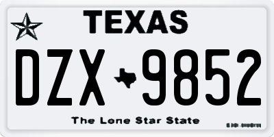 TX license plate DZX9852