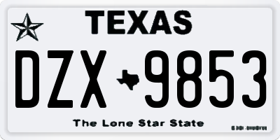 TX license plate DZX9853