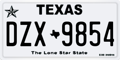 TX license plate DZX9854