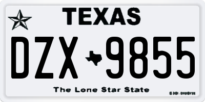 TX license plate DZX9855
