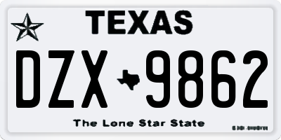 TX license plate DZX9862