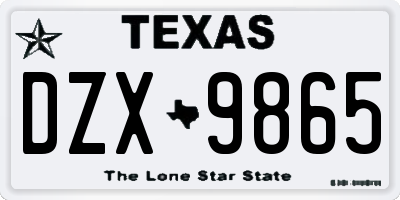 TX license plate DZX9865