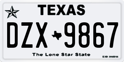 TX license plate DZX9867