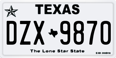 TX license plate DZX9870