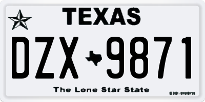 TX license plate DZX9871