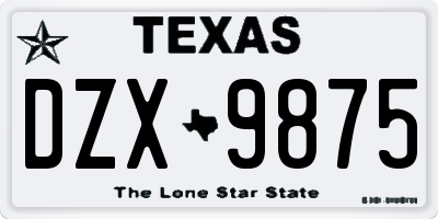 TX license plate DZX9875