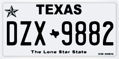 TX license plate DZX9882