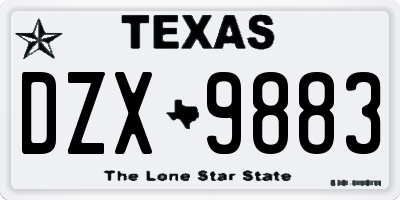 TX license plate DZX9883