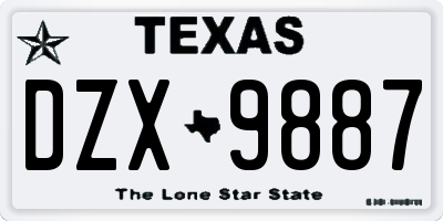 TX license plate DZX9887