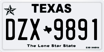 TX license plate DZX9891