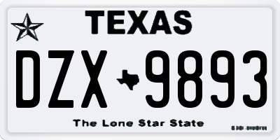 TX license plate DZX9893