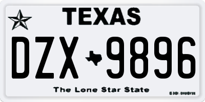 TX license plate DZX9896
