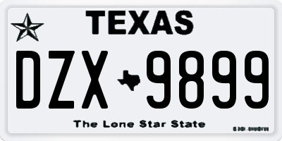 TX license plate DZX9899