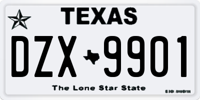 TX license plate DZX9901