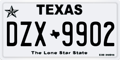 TX license plate DZX9902
