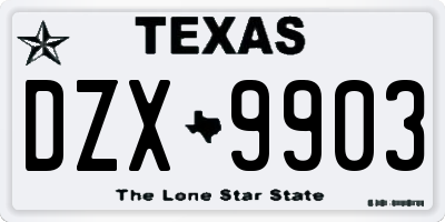 TX license plate DZX9903