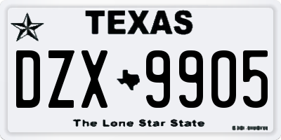 TX license plate DZX9905