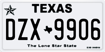 TX license plate DZX9906