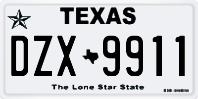 TX license plate DZX9911