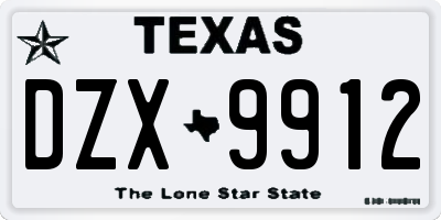 TX license plate DZX9912