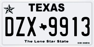 TX license plate DZX9913