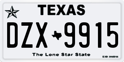 TX license plate DZX9915