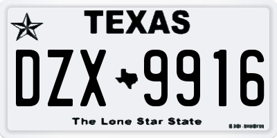 TX license plate DZX9916