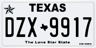 TX license plate DZX9917