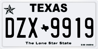 TX license plate DZX9919