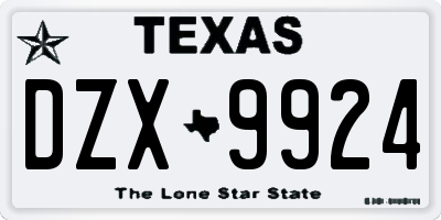 TX license plate DZX9924