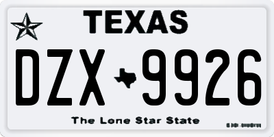 TX license plate DZX9926