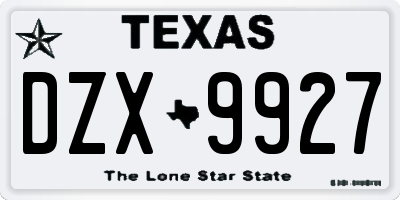 TX license plate DZX9927