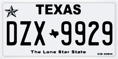 TX license plate DZX9929
