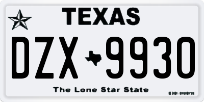 TX license plate DZX9930