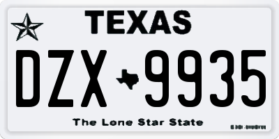 TX license plate DZX9935