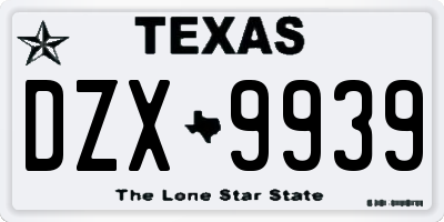 TX license plate DZX9939