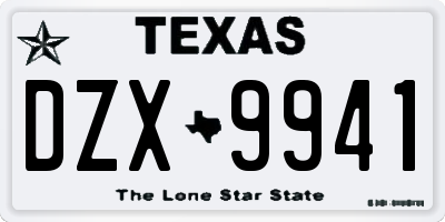 TX license plate DZX9941