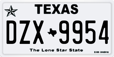 TX license plate DZX9954