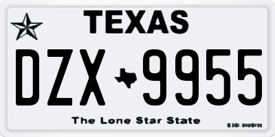 TX license plate DZX9955