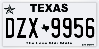 TX license plate DZX9956