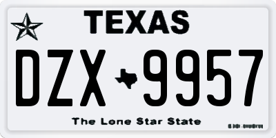 TX license plate DZX9957